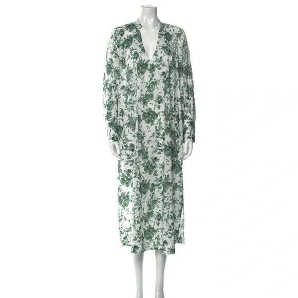 MILLE Esther Caftan Dress 💐"Green Bouquet" Medium - Picture 2 of 11
